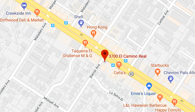 Location of Monday's collision between a bicyclist and a car in Palo Alto. Google Maps