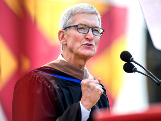 Apple CEO Tim Cook addressed graduates at Stanford Stadium today (June 16). Photo by L.A. Cicero of the Stanford News Service.