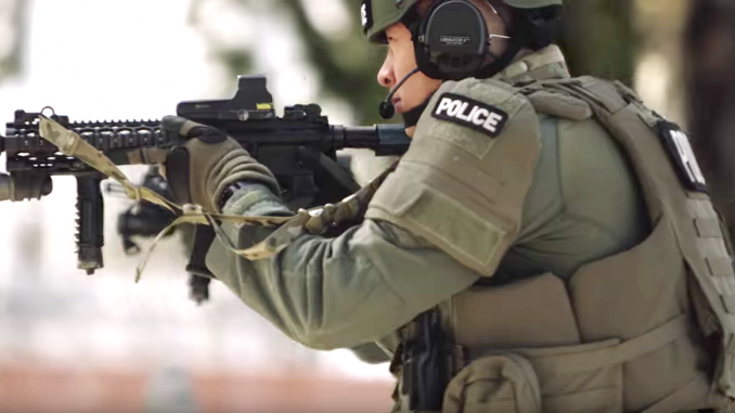 A scene from a Palo Alto police recruitment video.