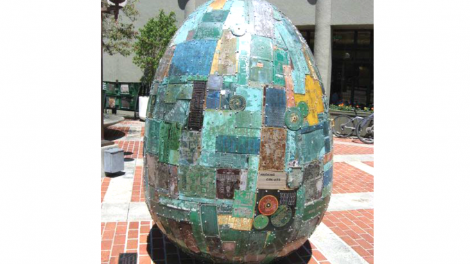 The Digital DNA sculpture in Lytton Plaza The Digital DNA sculpture in Lytton Plaza