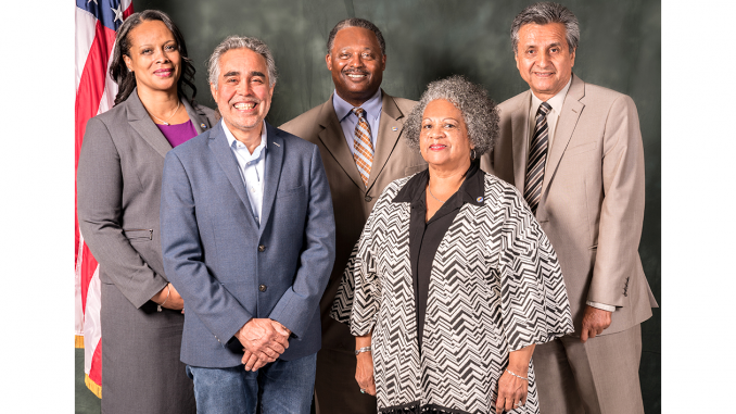 East Palo Alto City Council members, from left, Lisa Gauthier, Carlos Romero, Larry Moody, Donna Rutherford and Mayor Ruben Abrica. Photo from city website.