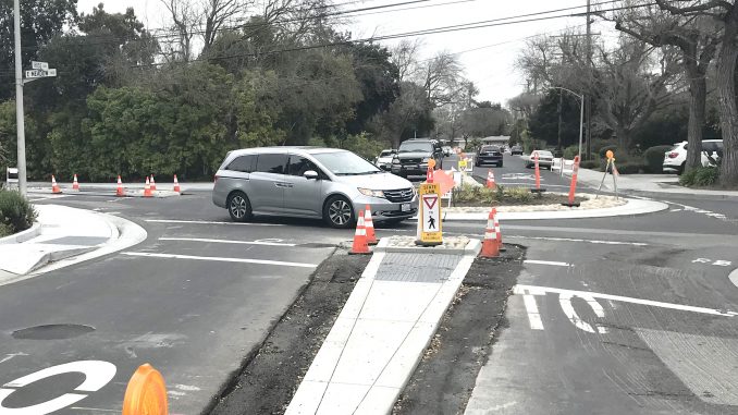 Ross Road and Meadow Drive roundabout This roundabout at Ross Road and E. Meadow Drive has come under fire, with some saying it creates dangerous interactions between cars and bicycles. Post photo.