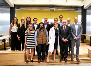 German President Frank-Walter Steinmeier, second from right, visits HanaHouse in Palo Alto. Photo by Paula Saslow of Copper Rose Films