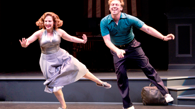 Natalie (Donna Vivino) and Bobby (Leo Ash Evens) do the Lindy Hop in “FINKS” presented by TheatreWorks Silicon Valley. Photo by Kevin Berne.