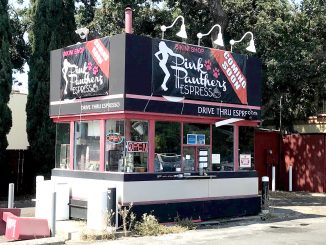 They're not open yet, but here's what will be the Pink Pantherz coffee shop at El Camino Real and Dumbarton Avenue in the North Fair Oaks neighborhood between Atherton and Redwood City.