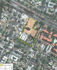 An aerial view of the proposal for 1720 Villa St. in Mountain View.