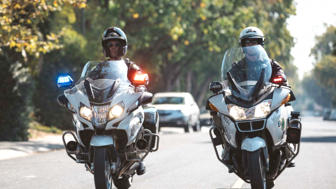 Palo Alto police are using officers on motorcycles to catch traffic scofflaws. Photo from the Police Department’s annual report.