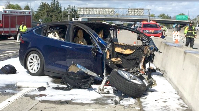 The National Transportation Safety Board says Caltrans failed to fix this Highway 101 safety barrier in Mountain View before a fatal March 23, 2018, collision that killed Apple engineer Walter Huang. KGO-TV photo via AP.