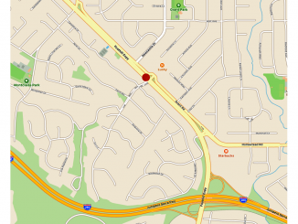 The red dot shows the location of the accident that led to the power outage. Apple maps.