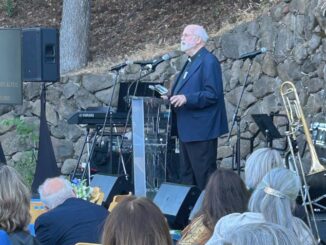 Father Gregory Boyle speaks at a gala dinner at the Jesuit Retreat Center in Los Altos. Post photo.