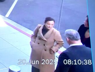 Sheriff Christina Corpus outside the private entrance to San Mateo County Superior Court at the Government Center in Redwood City.